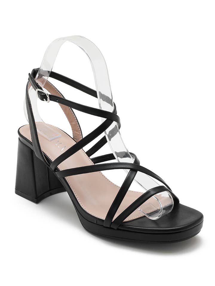 Joia Paris - Wholesale Platform Heels - Women's - Wedge Heel Sandal with Crossed Strap H8-836