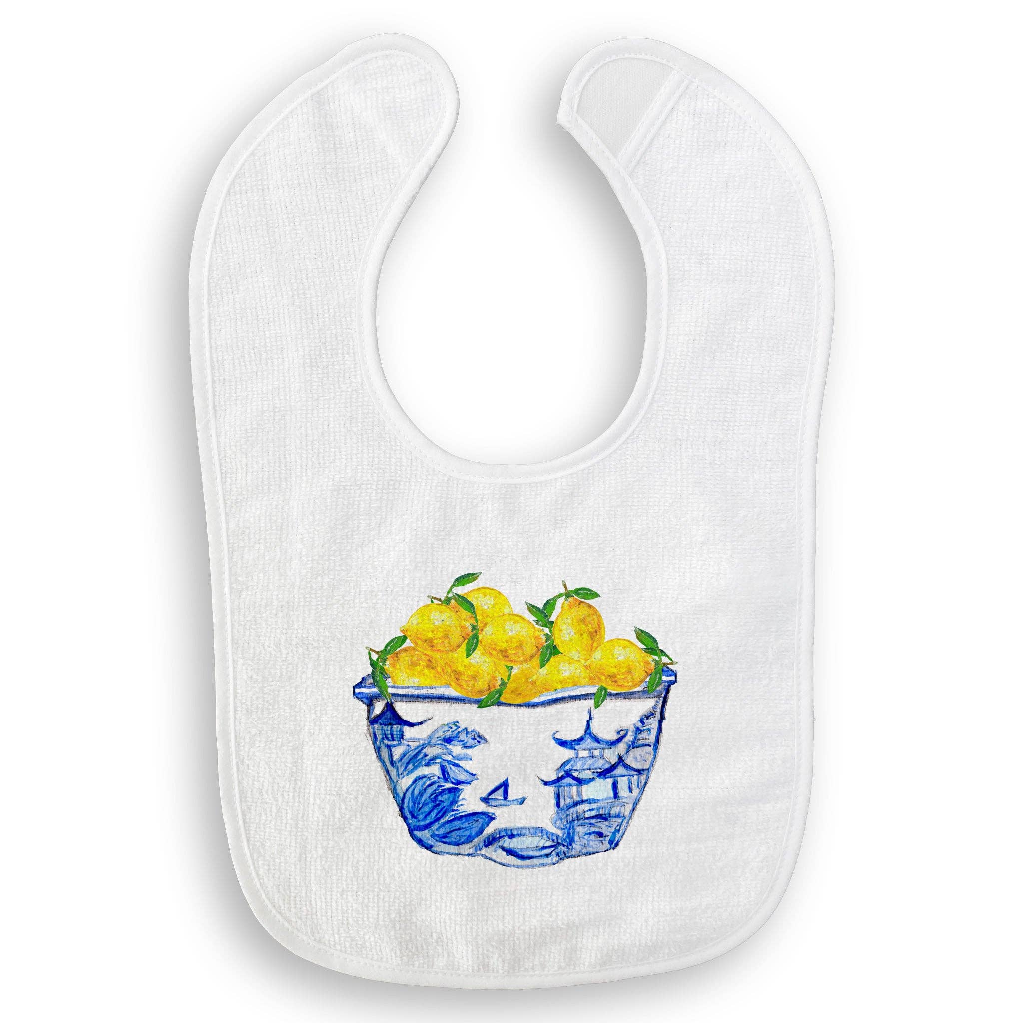 French Graffiti - Vente Torchons - Bol bleu et blanc avec citrons15