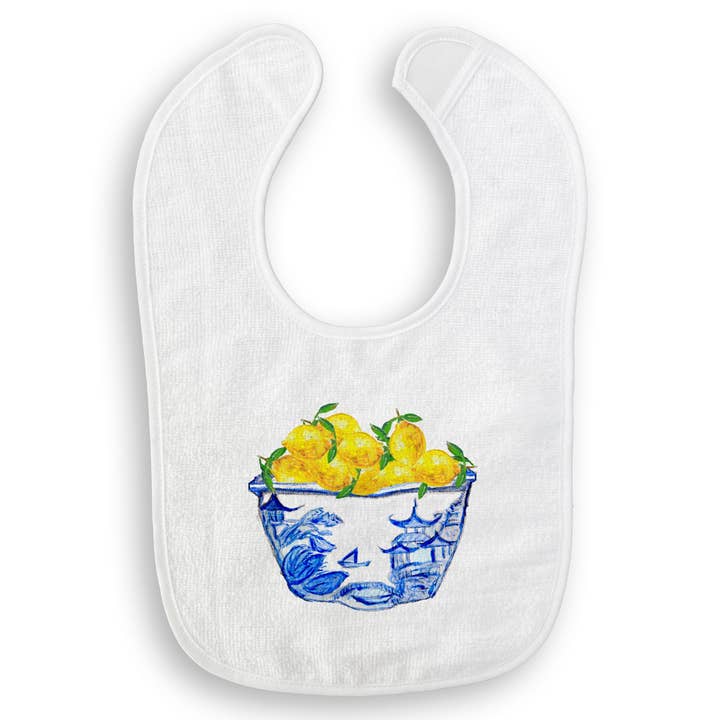 French Graffiti - Vente Torchons - Bol bleu et blanc avec citrons15