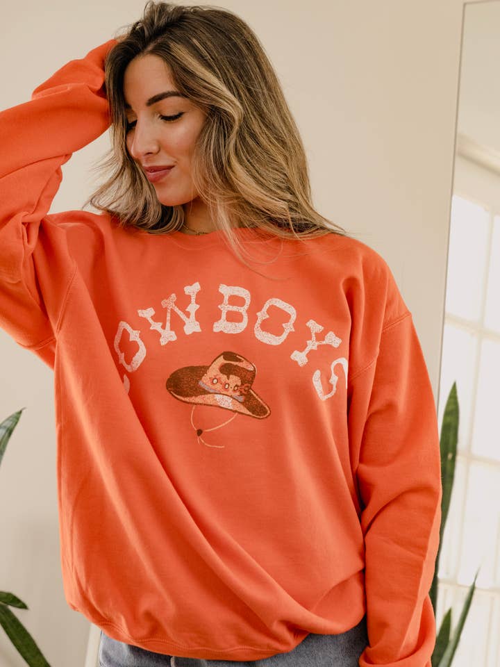 LivyLu - Wholesale Graphic Sweatshirt - Unisex - Oklahoma State OSU Cowboys Hat Orange Sweatshirt2