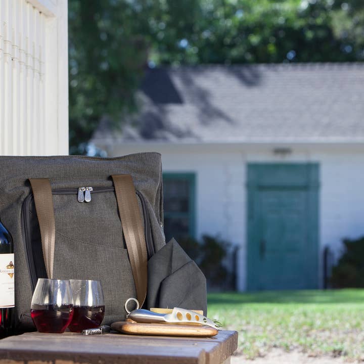 Gray Sonoma Wine & Cheese Set for 2 - Insulated Tote Bag for wholesale on Faire