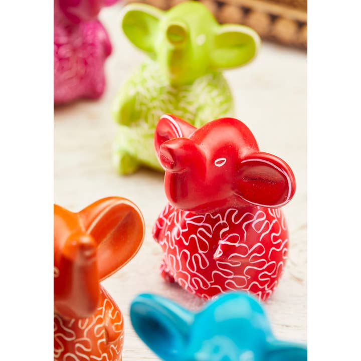 Namaste - Wholesale Decorative Figurine - Soapstone Decorated Sitting Elephant3