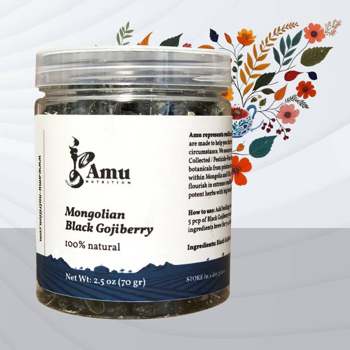 Thé en vrac aux baies de goji noires 70 g, 35 portions pour la vente par Amu Nutrition