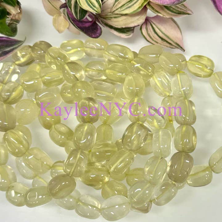 7.5” Natural Lemon Quartz tumble Stretch Bracelet for wholesale by KayleeNYC