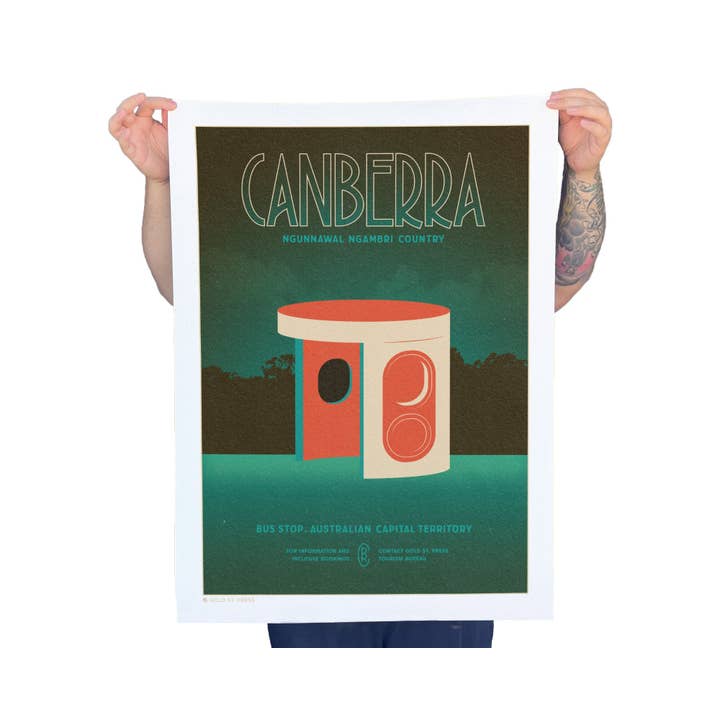 Gold St. Press - Wholesale Poster - Canberra Bus Stop Travel Poster1