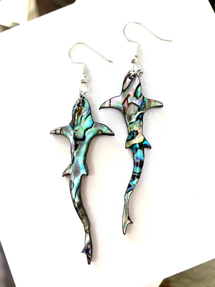 Haj Abalone Paua Shell Dingle Drop Øreringe for engroshandel hos Gem Design UK