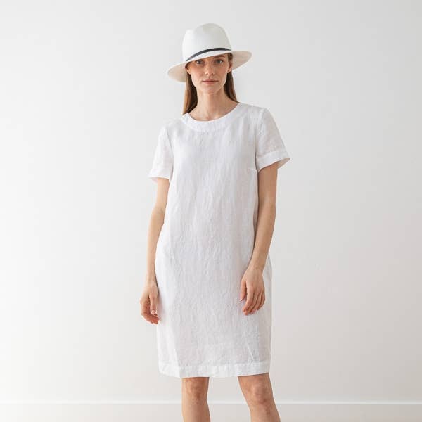 Linen Dress White Isabella for wholesale by LinenMe