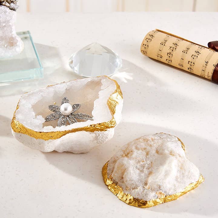 The Crushed Crystal - Wholesale Decorative Box - 1 Piece Natural Geode Agate Wedding ring box , Perfect for R