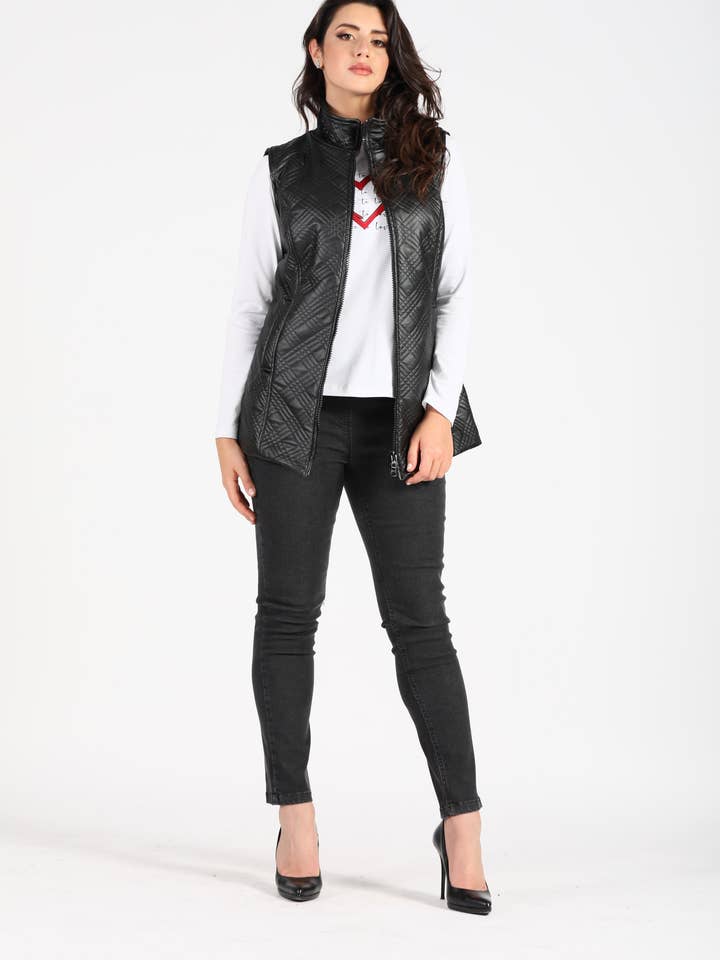 Gewatteerd gilet van imitatieleer voor wholesale door Oltretempo