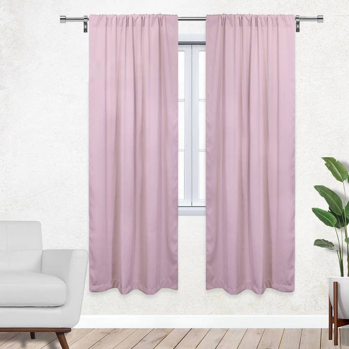 42 X 84 Inch Blackout Polyester Curtains with Rod Pocket Blush - 2 Panels for wholesale by YOUR CHAIR COVERS