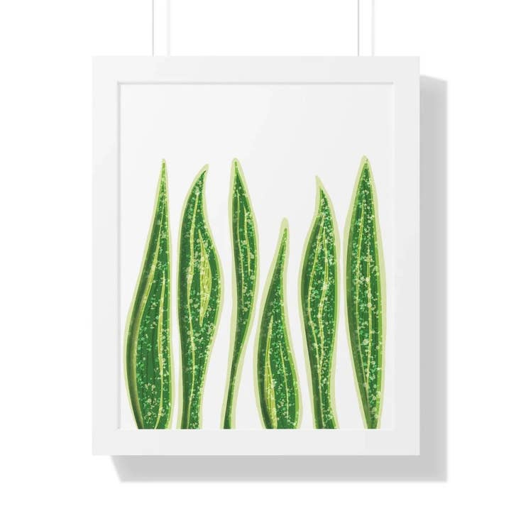 Snake Plant Framed Print Sansevieria Wall Art With Matte Finish And Acrylic Cover Frame for wholesale by The Potted Pixel