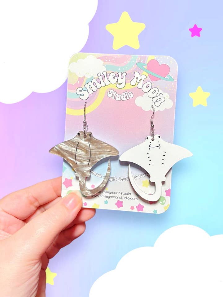 Cownose Stingray Earrings for wholesale by Smiley Moon Studio