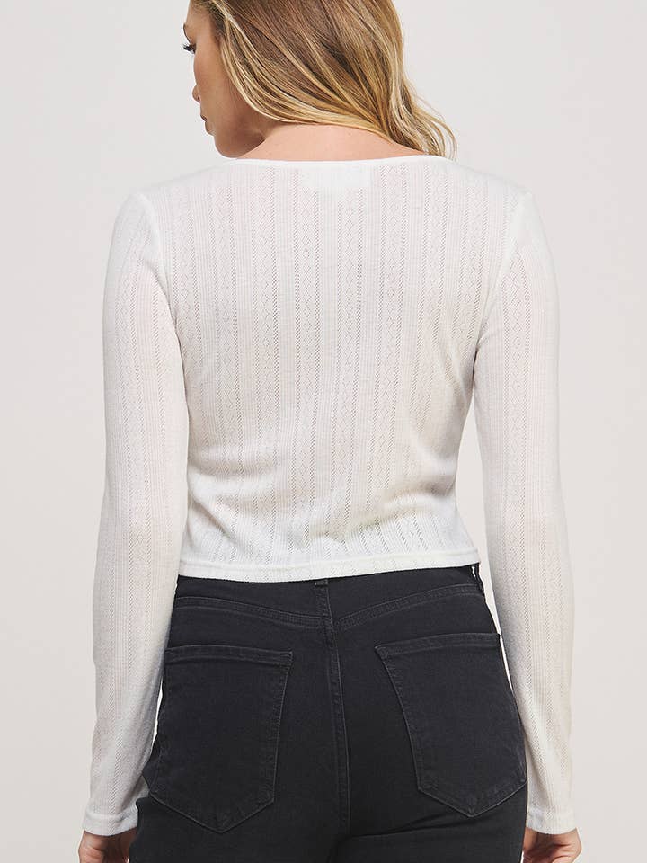 Off White Bow Kiss Knit Top for wholesale on Faire6