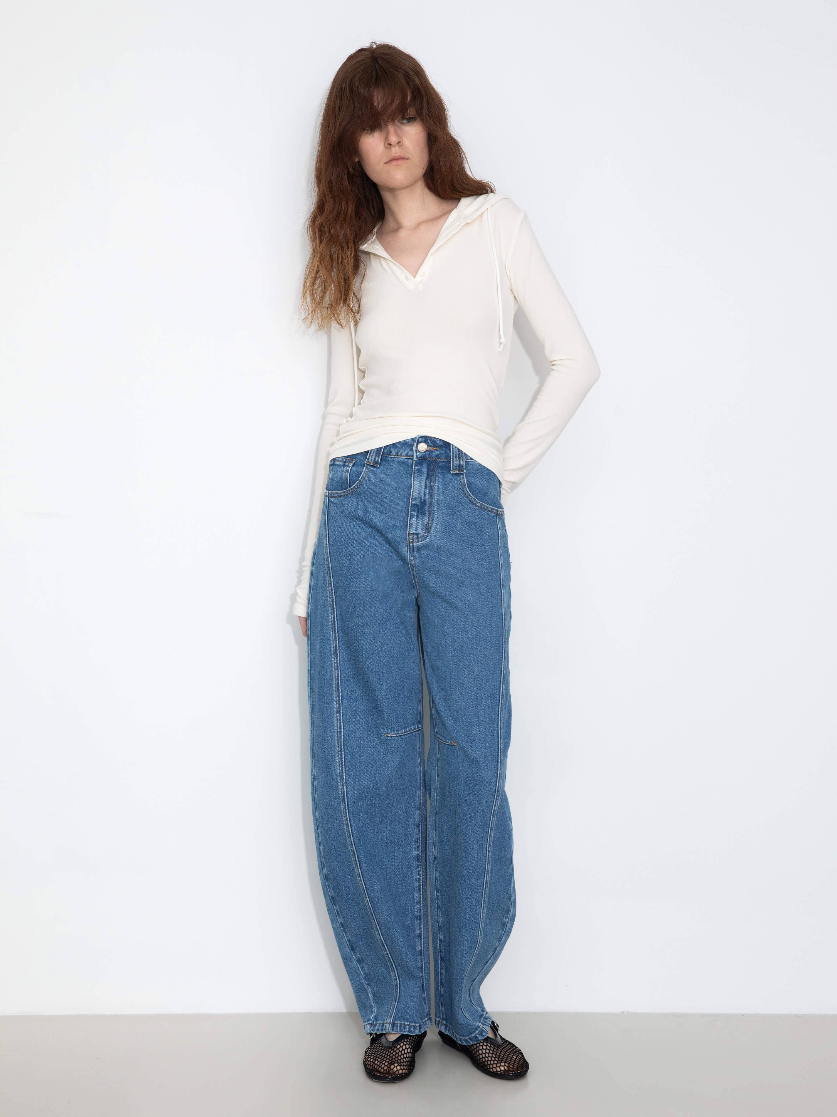 CUBIC - Wholesale Jeans - Women's - Panelled Loose-Fit Wide-Leg Tapered Jeans7