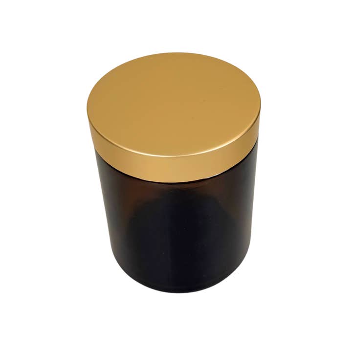 The Bottle Shoppe - Wholesale Jar - 8oz Amber Glass Jar with Brushed Gold Lid 2