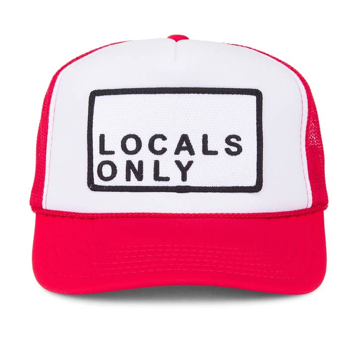 Friday Feelin' - Wholesale Trucker Hat - Unisex - Locals Only Trucker Hat in Red Split0