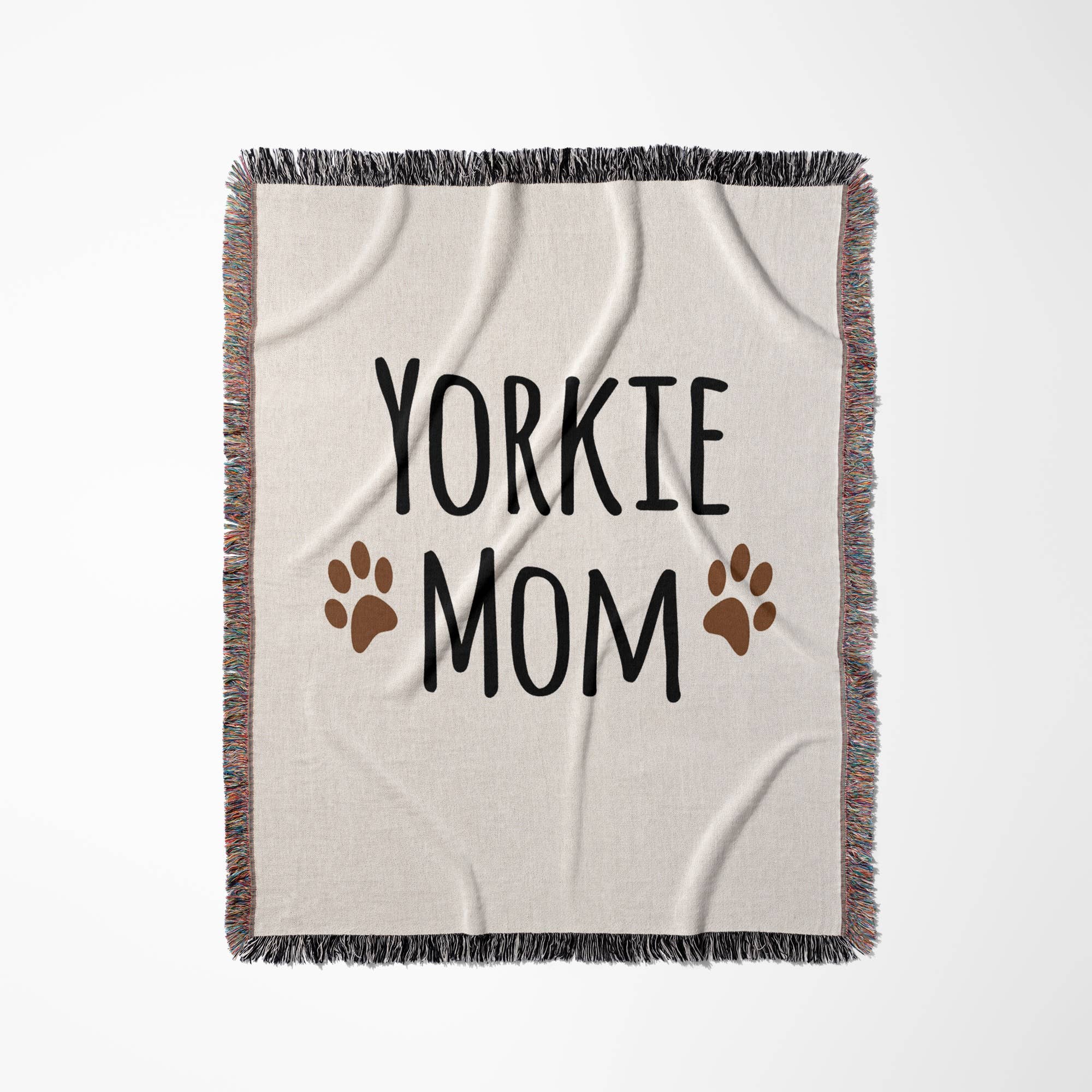 3dRose – wholesale Prydnadsfilt – 3dRose, Yorkie Hundmamma - Yorkshireterrier - Hundras - hundälskare bruna tassavtryck - mamma djurägare, Filt0