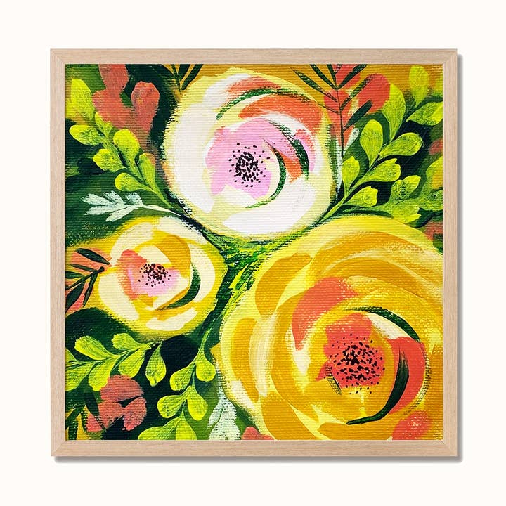 Mini Impression - Roses Jaunes - Affiche d'Art pour la vente par Poppydesign