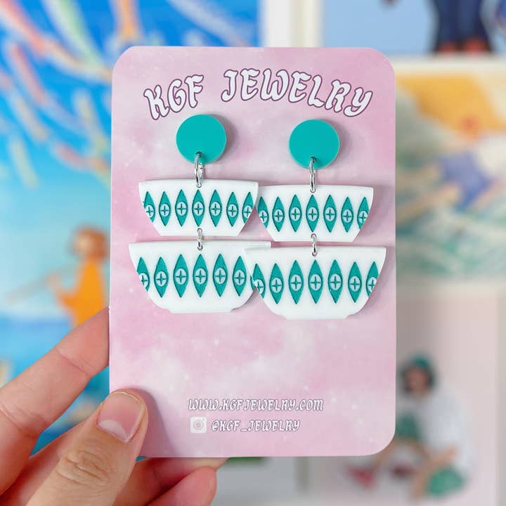 Augen Pyrex-Schalen handgefertigte Acryl-Ohrringe & Schlüsselanhänger für den Großhandel von KGF Studios