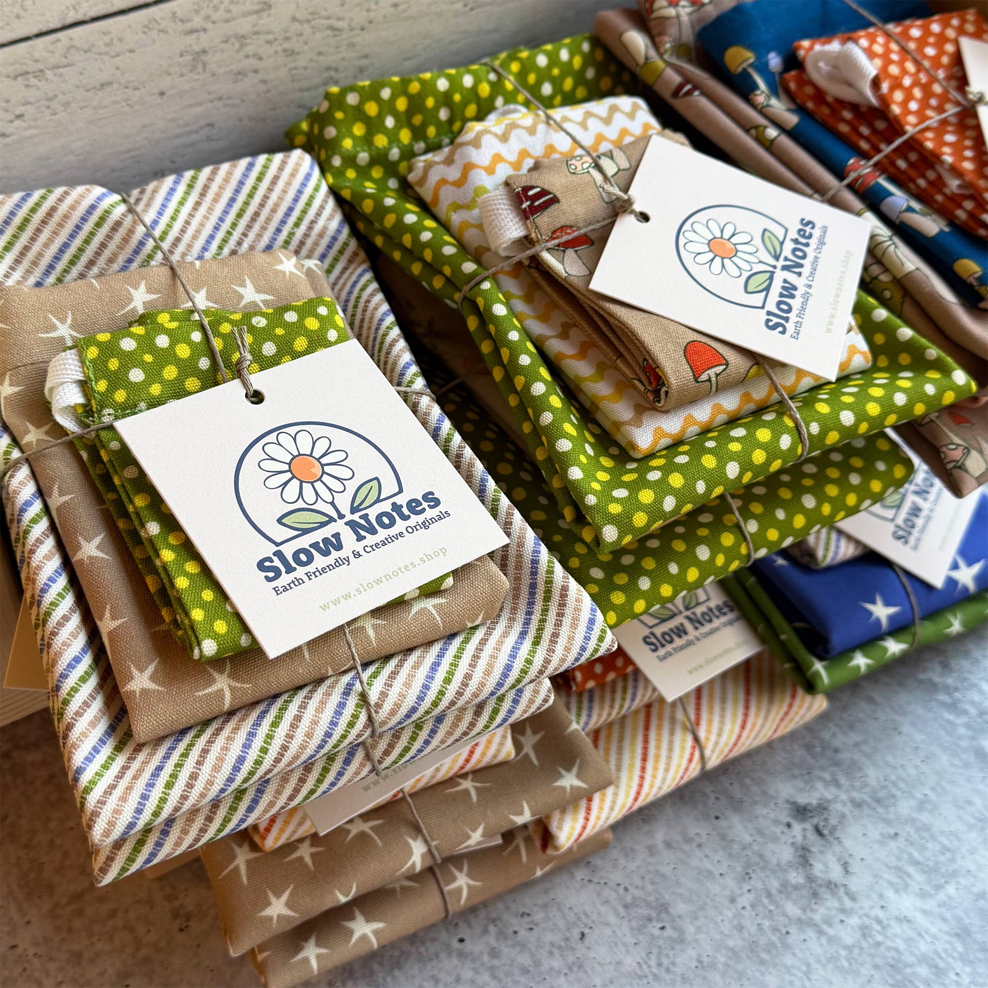 Slow Notes - Wholesale Gift Bag Set/Pack - Reusable Gift Bag Trio – 3-Piece Organic Cotton Set6