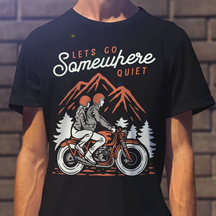 T-shirt da motociclista Somewhere per la vendita all'ingrosso da parte di Emogifts