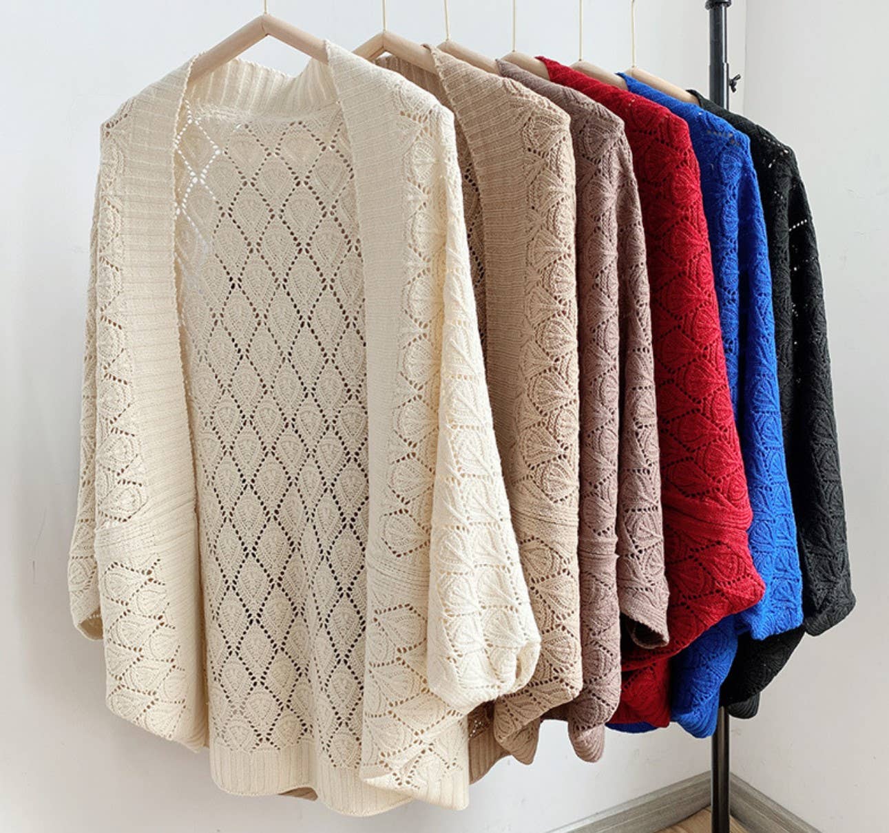 JC Sunny Fashion - Wholesale Wrap - Women's - JC063314 Vintage Elegant Hollow Batwing Sweater / Cardigan5