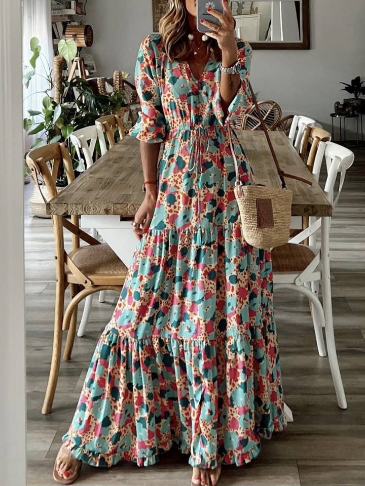 Floral Print Maxi Dress for wholesale by AZSHOP Trading LLC