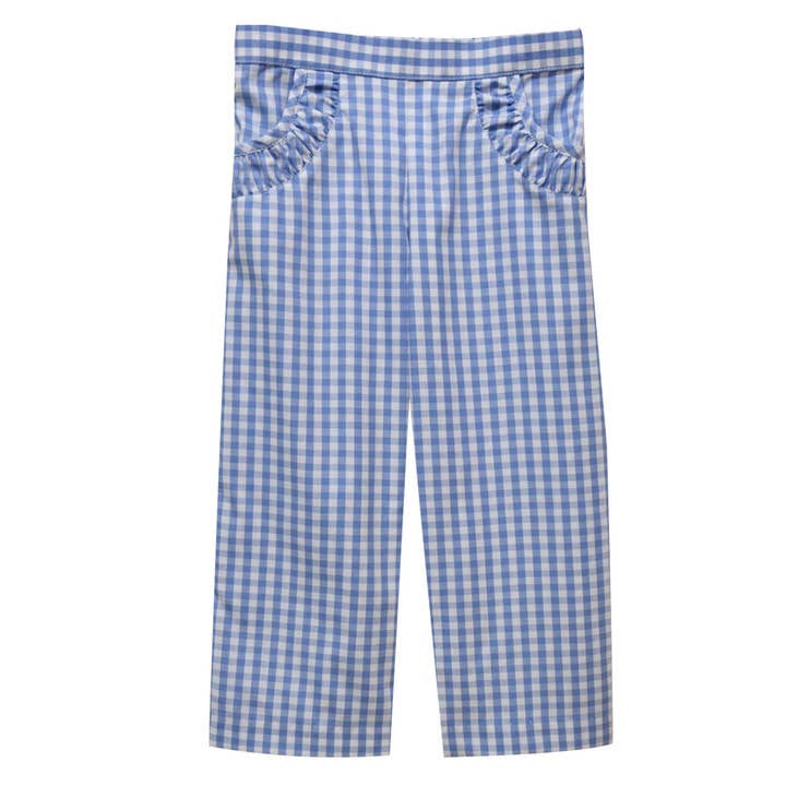 Light Blue Check Girls Pant for wholesale by Vive La Fete
