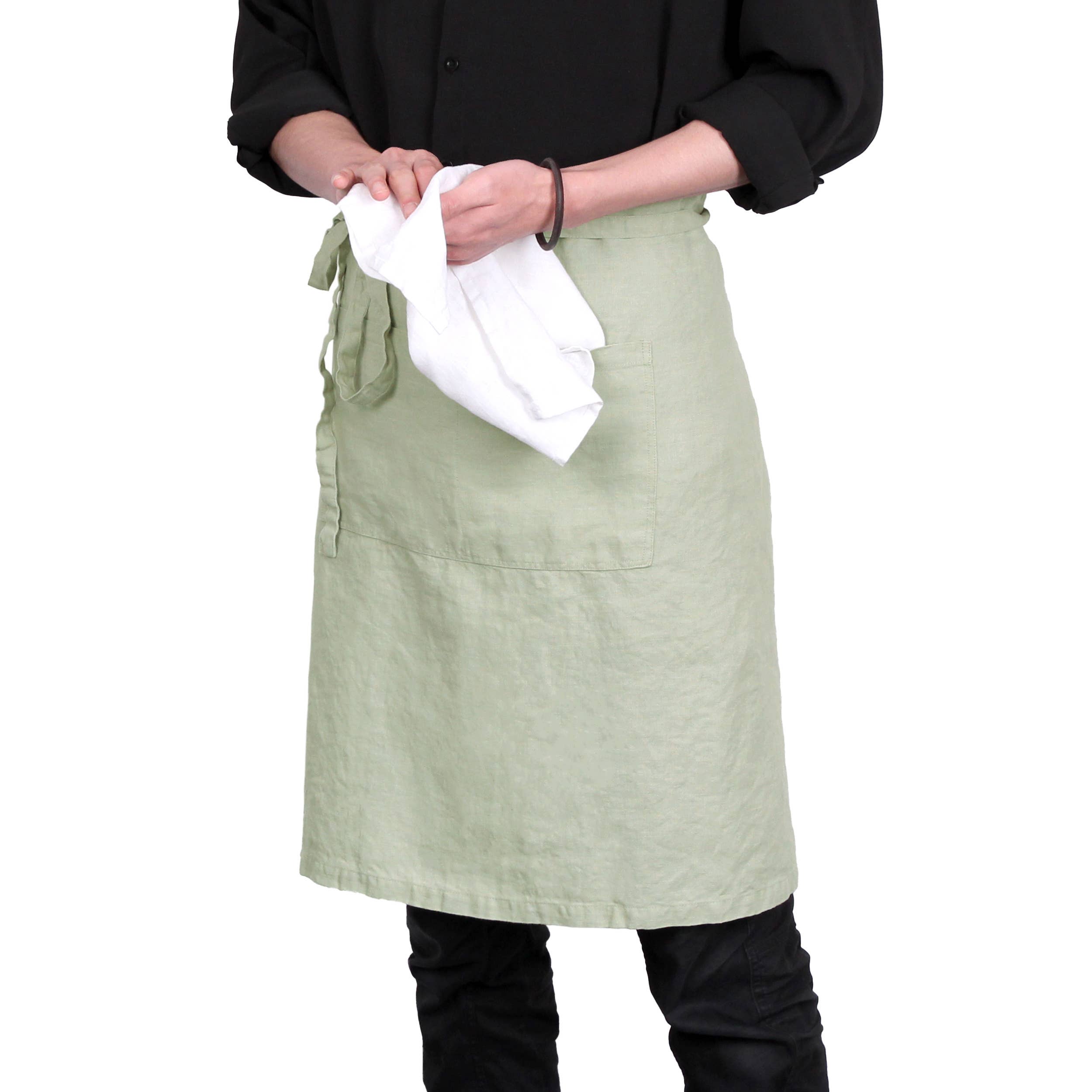 Triton Linen - Vente Tabliers - Tablier Bistro en Lin avec Poches 25 x 35 Pouces - Sauge6