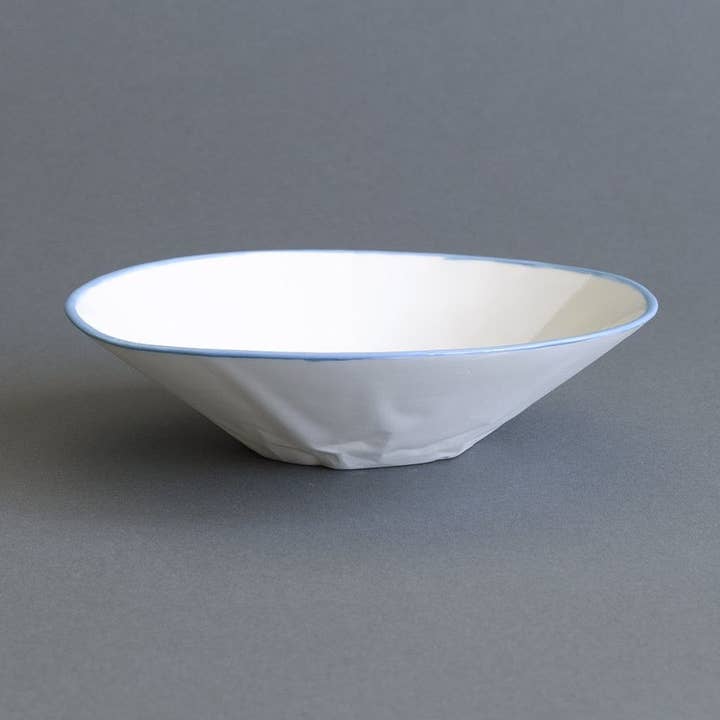 Ceramic Pasta Bowl - Paper Turquoise Rim for wholesale by Hayden Youlley Design