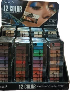 A502 - CONJUNTO DE SOMBRAS DE OLHOS 12 CORES 8 TIPOS 4DZ/EXPOSITOR por atacado de Nabi Cosmetic