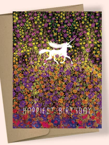 CARTE DE VOEUX AQUARELLE CHAMP BDAY LICORNE pour la vente par Studio Masha D'yans