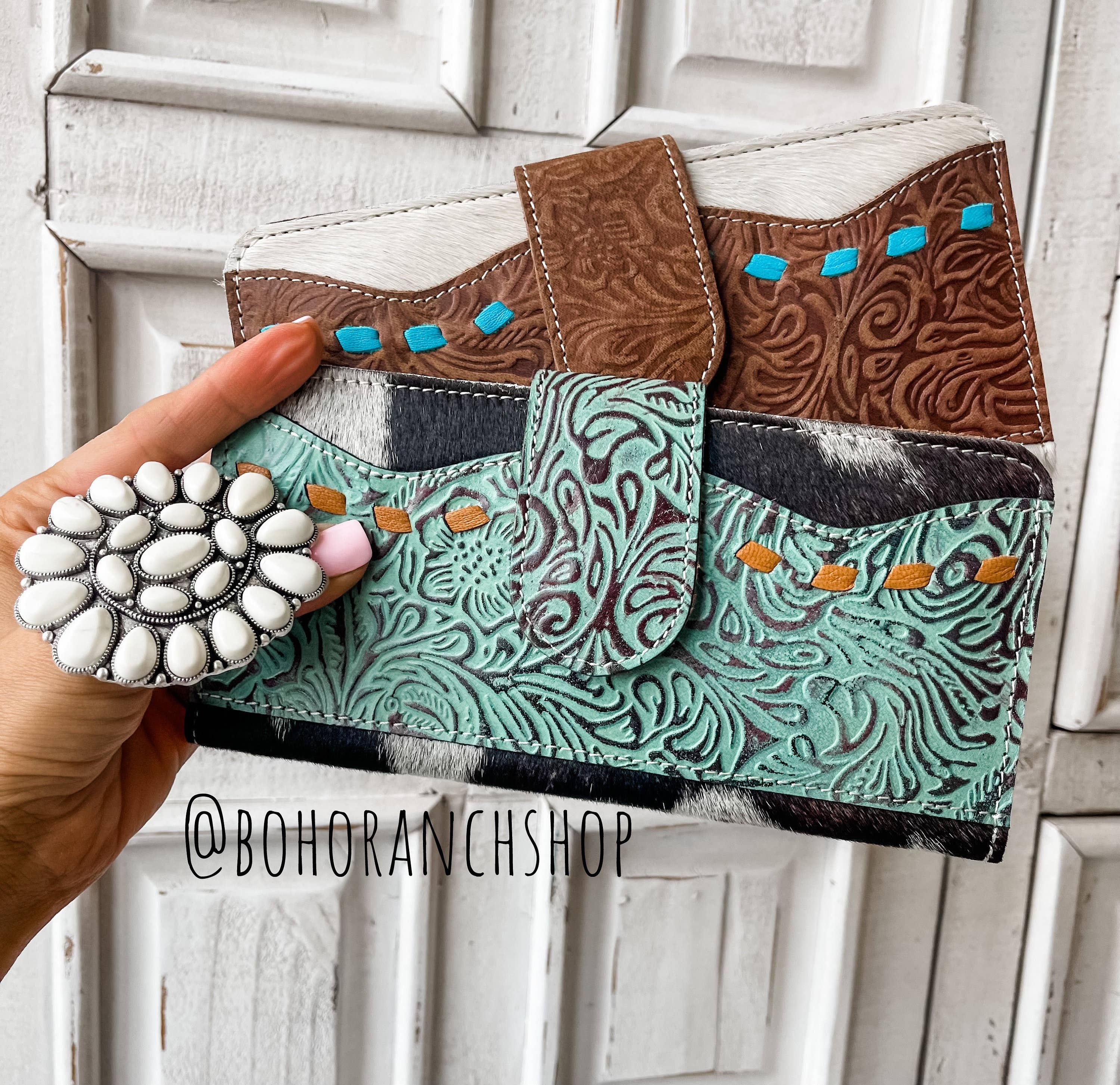 Boho Ranch Shop - Wholesale Wallet - Women's - Western Floral Leather Tooled Wallet0