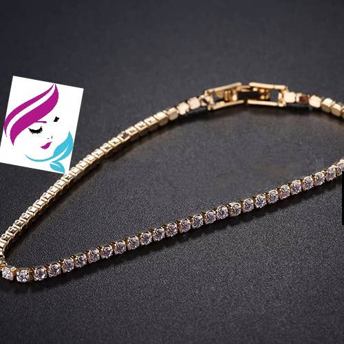 Bracelet tennis pour homme ou femme en or jaune original-17 cm pour la vente par HTB