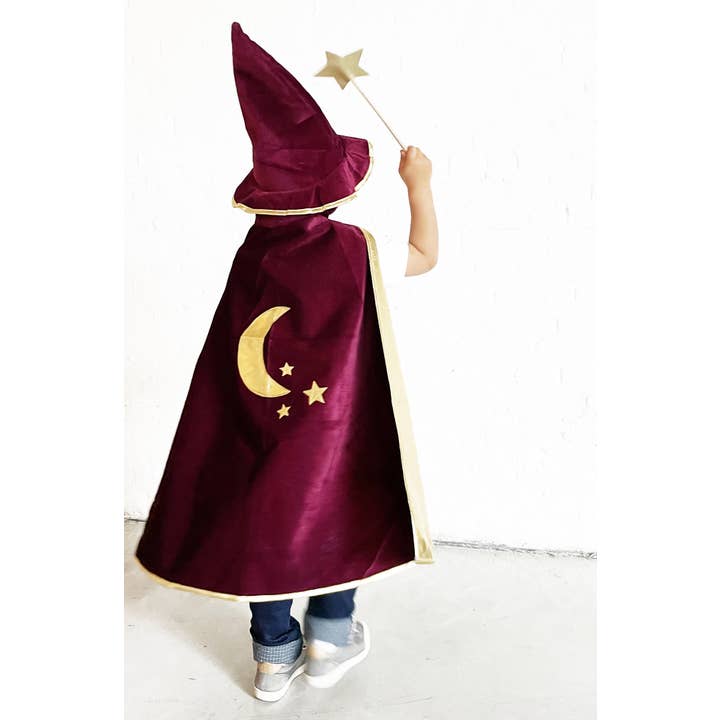 Bordeaux Wizard Costume Set Cape+Hat+Baguette for wholesale by Ratatam!