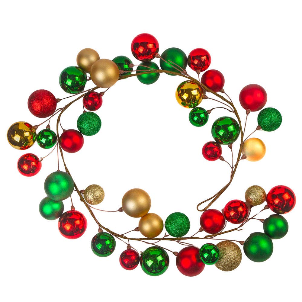 Factory Direct Craft - Vendita all'ingrosso Decorazione - Ghirlanda di palline rotonde natalizie scintillanti da 5'6