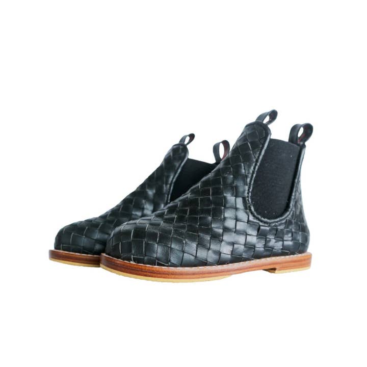 Elvira - Wholesale Boots - Kids - Kids Woven Leather Boots - Black