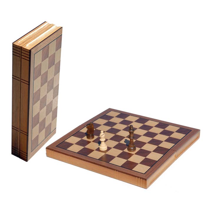 Wood Expressions - Wholesale Board Game - WE Games Book Style Folding Chess Set, Oak Wood Board 11 in.