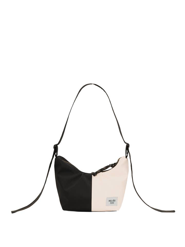 Black and white crossbody nylon bag - Olga for wholesale by Reliée Studio