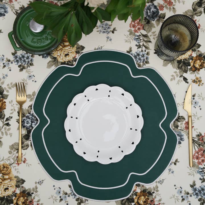 CABBAGE DARK GREEN FAUX LEATHER PLACEMAT for wholesale by PNR Decor
