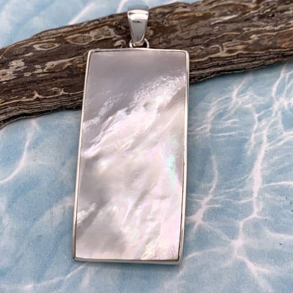 Sterling Silver & Abalone Shell Rectangle Pendant for wholesale by Goddess Design Studio