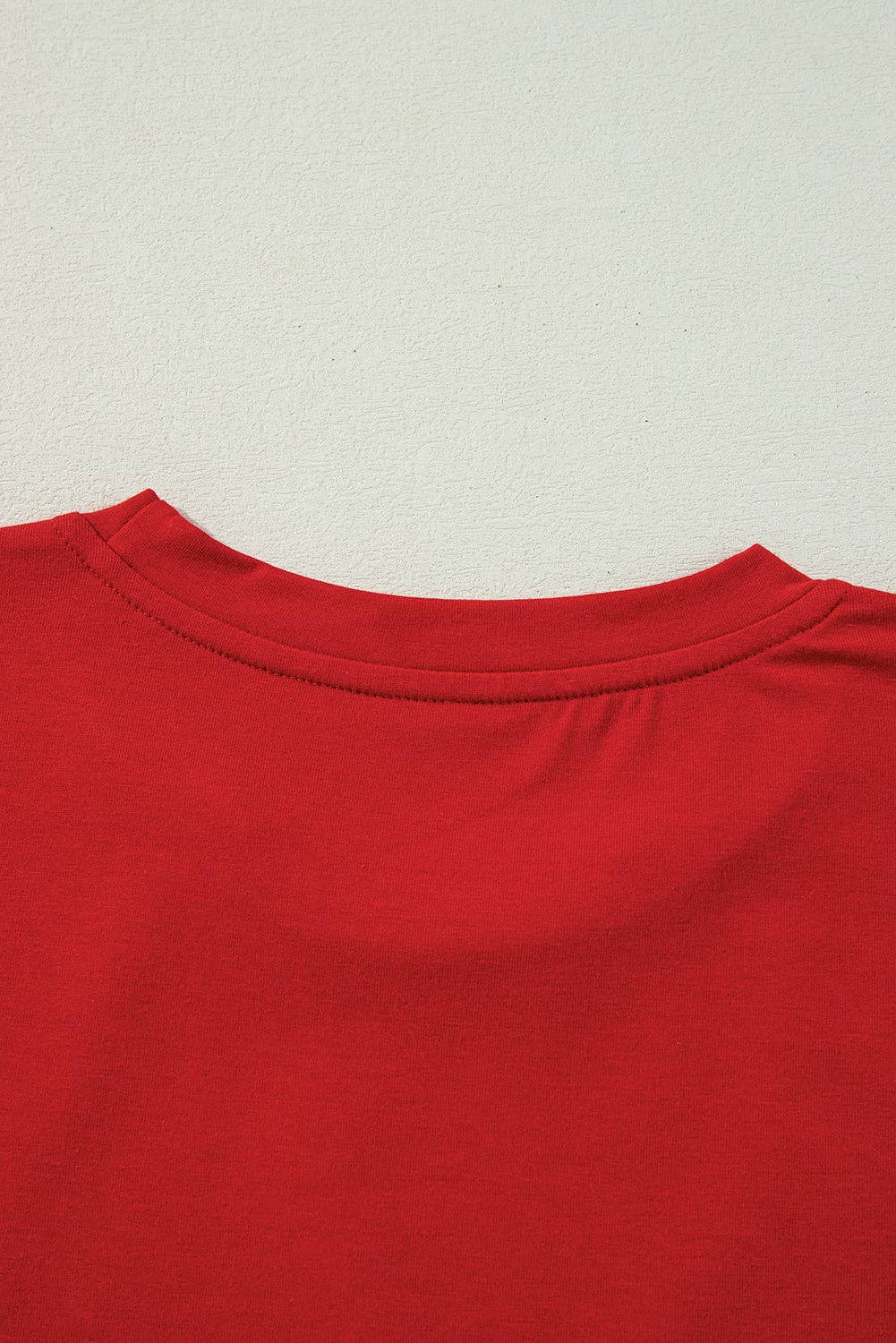 Sequin Christmas Tree Holiday Graphic Red Crewneck Tee for wholesale on Faire12