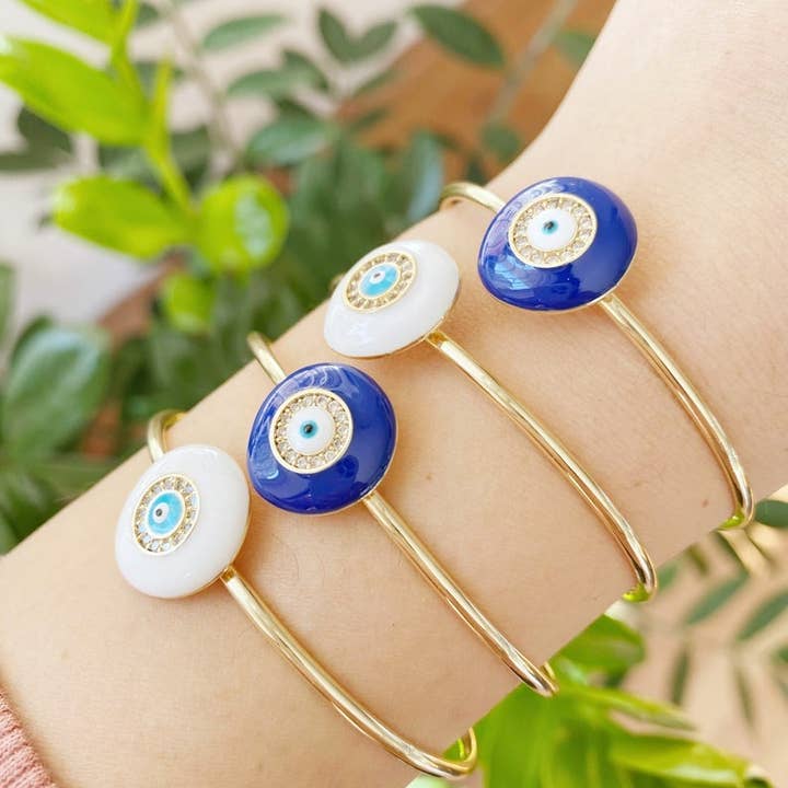 Evileyefavor – wholesale Manschettarmband – Evil Eye Armband, Runda onda ögat armband armband, Vita onda ögat