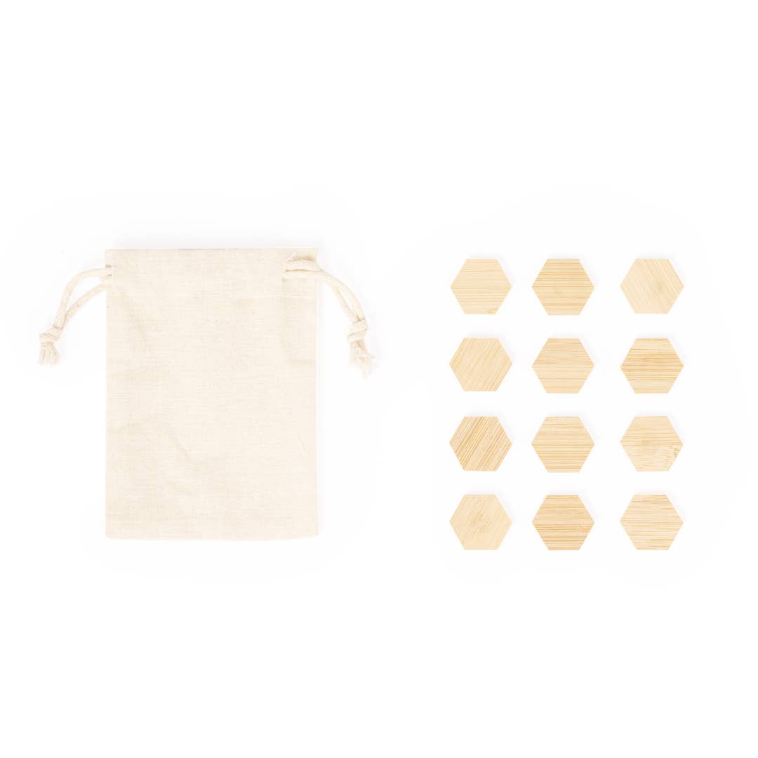 Fustik - Wholesale Magnet - Set of 12 customizable bamboo magnets in cotton bag1