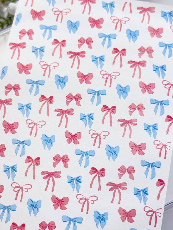 Transfer Paper 449 Pink & Blue Bows | Image Water Transfer for wholesale by Tera Clay
