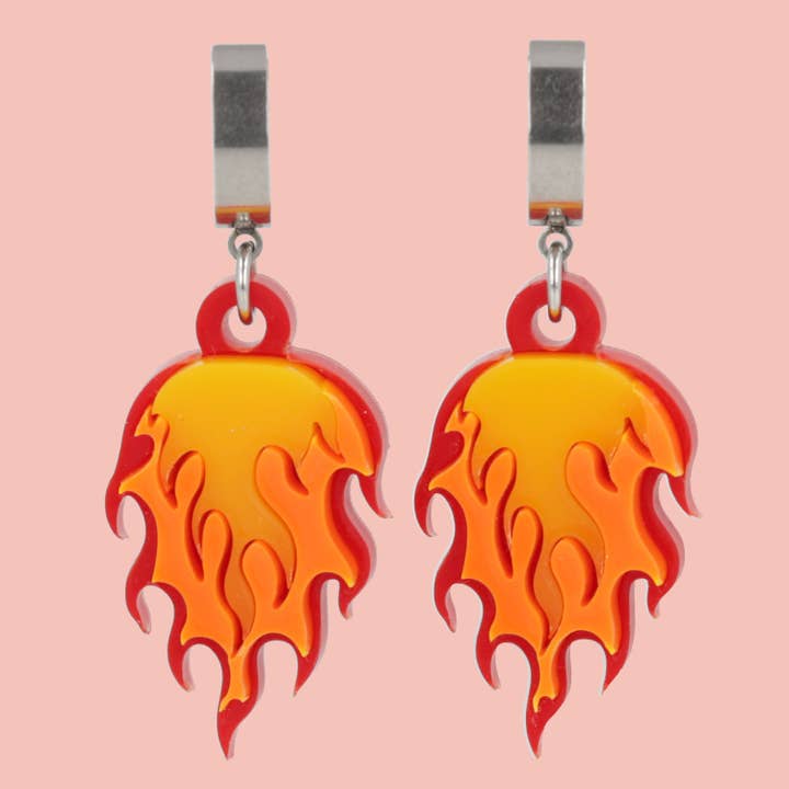 Bringing The Heat Huggie Hoop Earrings for wholesale by Sour Cherry