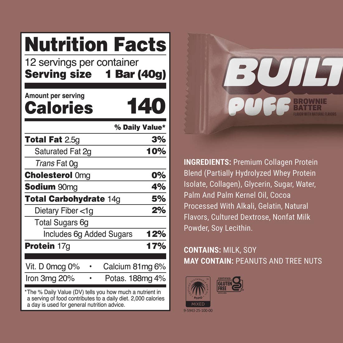 Shop The King - Wholesale Snack Bar - Built Puff Brownie Batter Protein Bar 12ct2