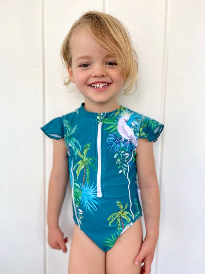 Tribe Tropical – wholesale One-piece swimsuit – Kids – Baby / Toddler Frill Sleeve Swimsuit - Hamilton Island