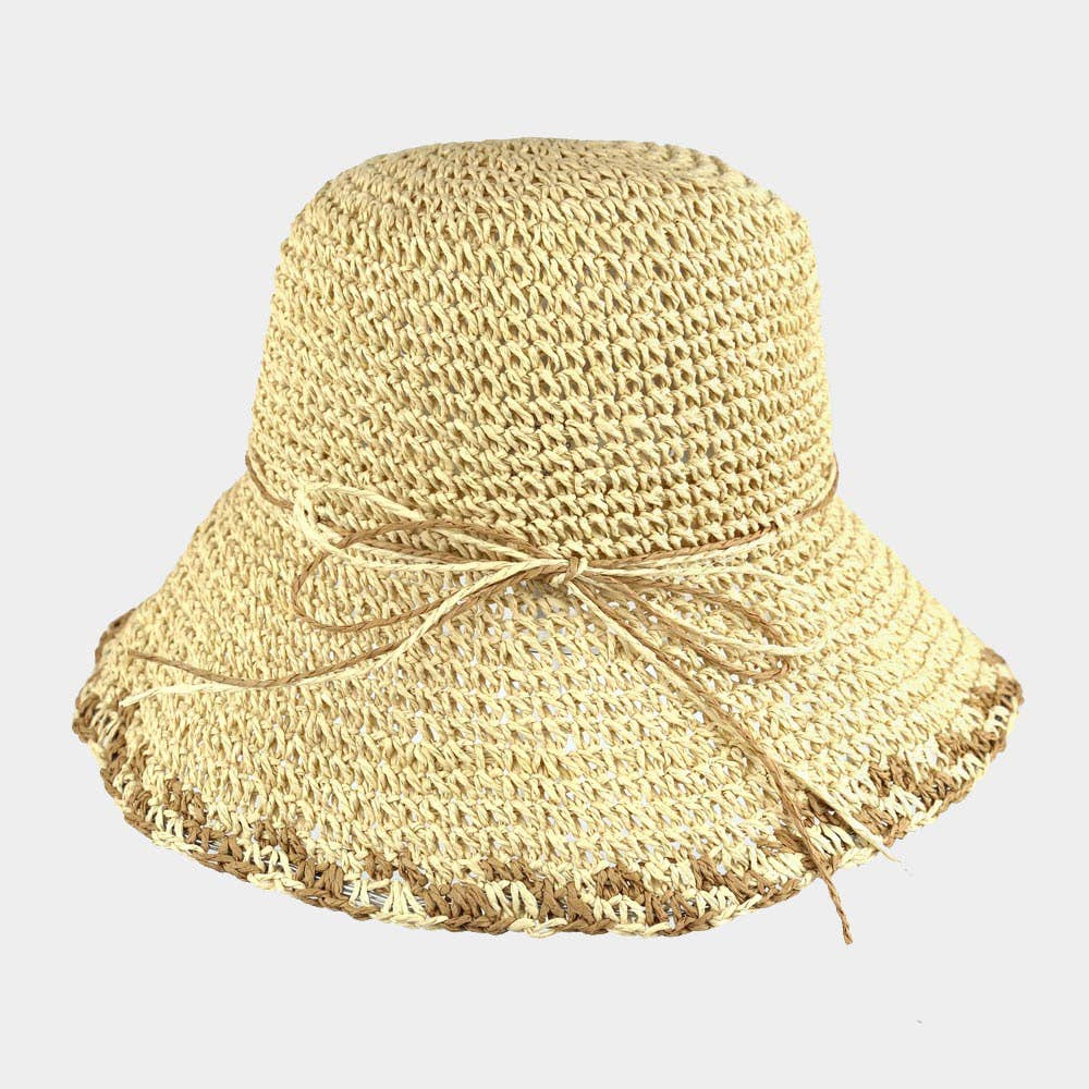 Sensibling Corp. - Wholesale Bucket Hat - Women's - Edge Detailed Straw Bucket Hat0