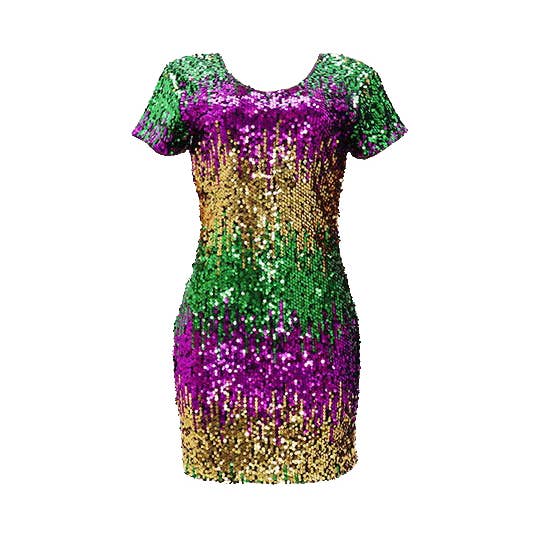 Tætsiddende Mardi Gras-pailletkjole for engroshandel hos Western Fashion